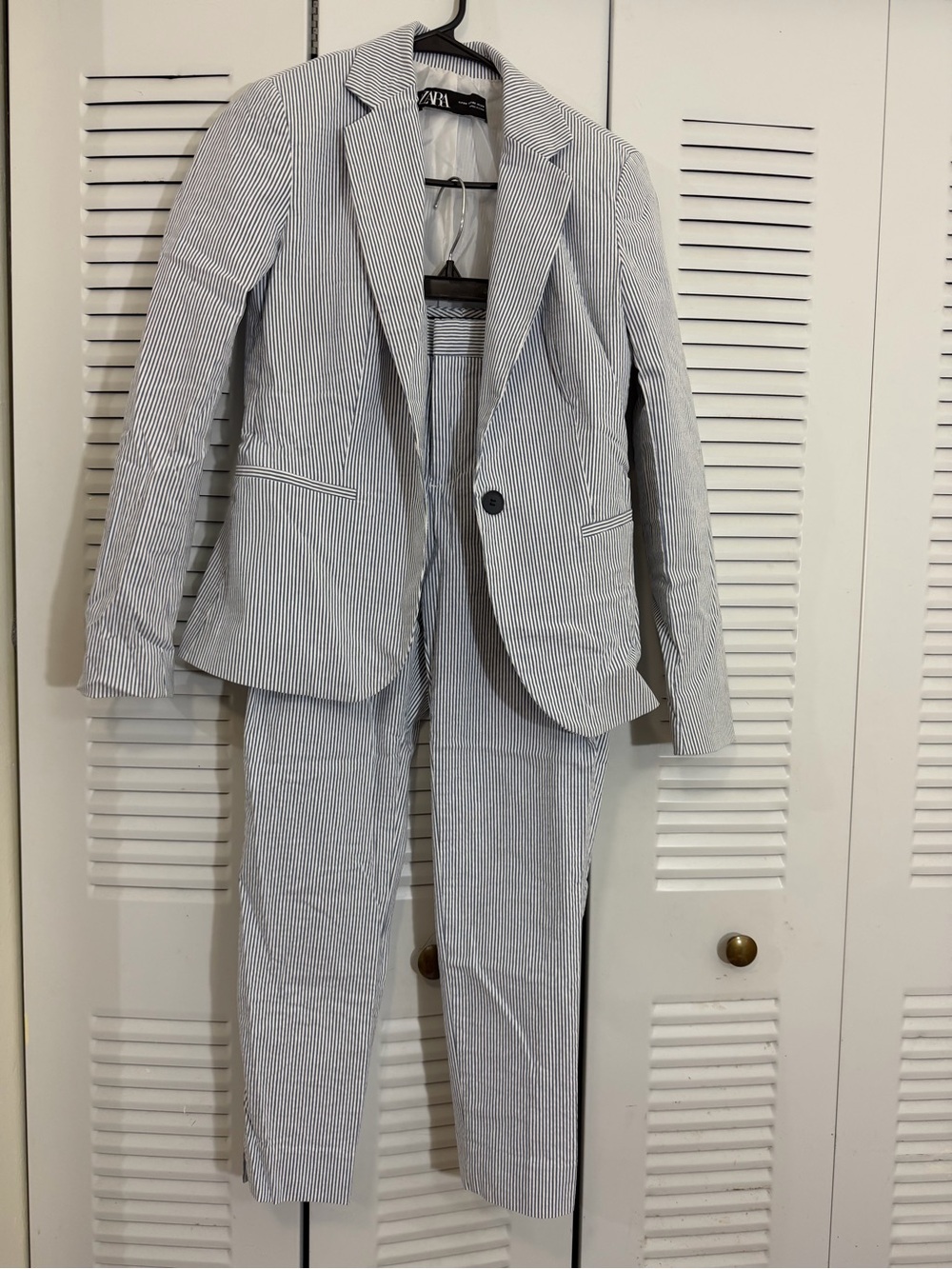 Zara Blue and White Striped Shirt